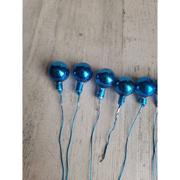 Vintage blue ball branch pick ornament mercury glass Xmas - Picture 10 of 13